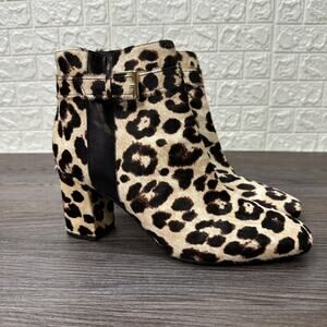 Kate Spade New York Holly Ankle Boot WMNS 9M Brown Black Leopard Side Zip Buckle